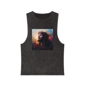 Artistic Modern Colorful Wallpaper Jesus Christ Unisex Stonewash Tank Top