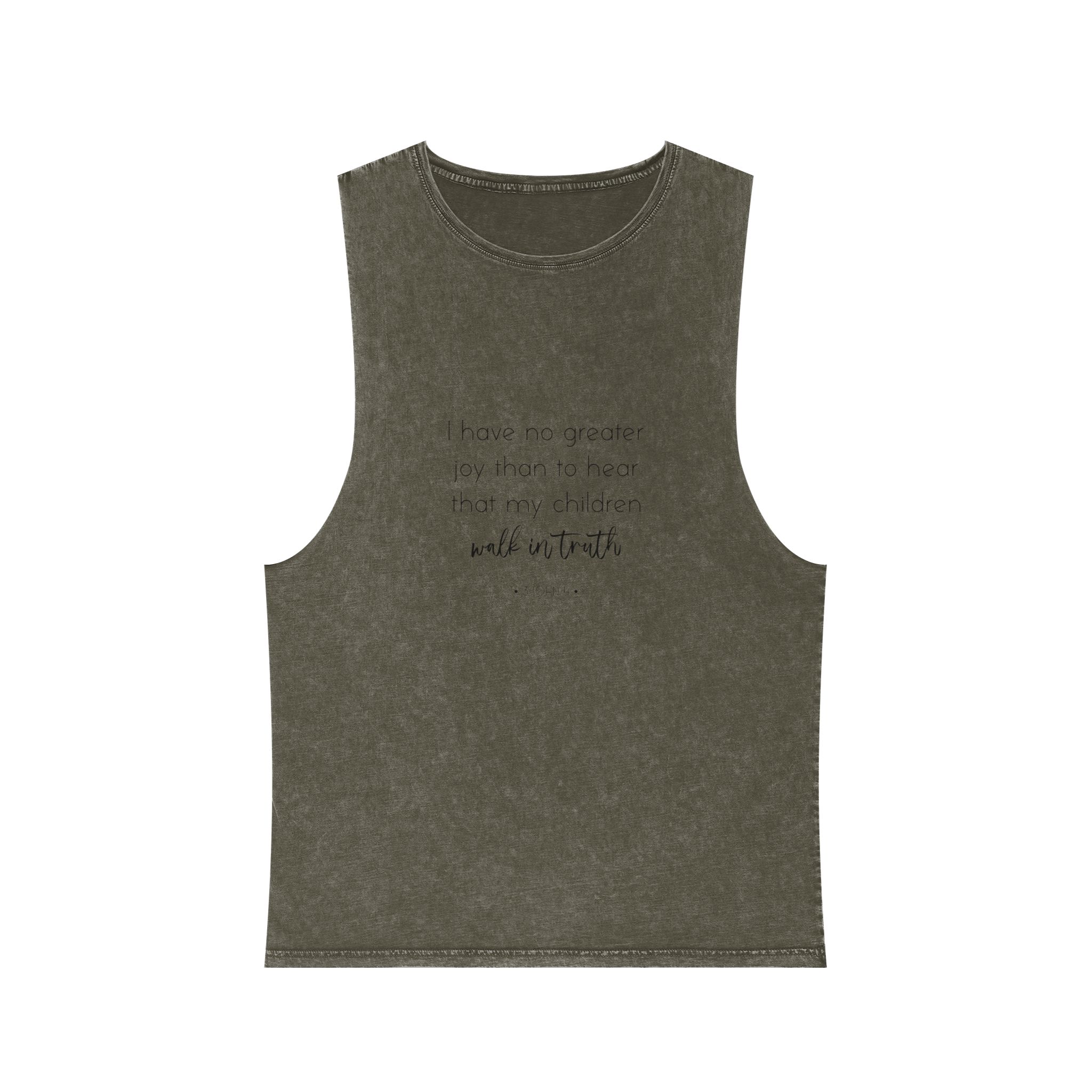 John 4 Greater Joy Family Bible Verse Biblical Print Scripture Vector Illustration Unisex Stonewash Tank Top - Image 5