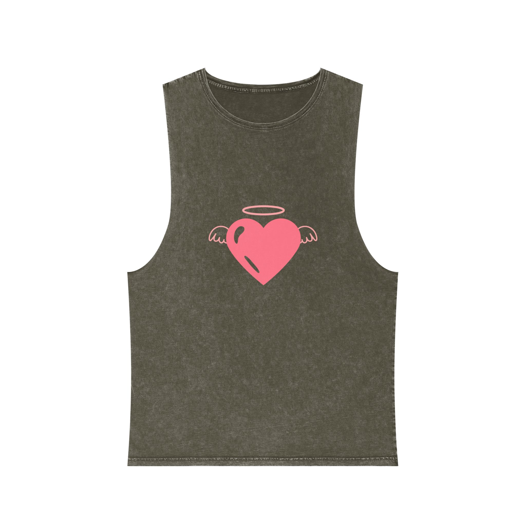 Angel Heart Icon Pink Cute Element Graphic Vector Unisex Stonewash Tank Top - Image 5