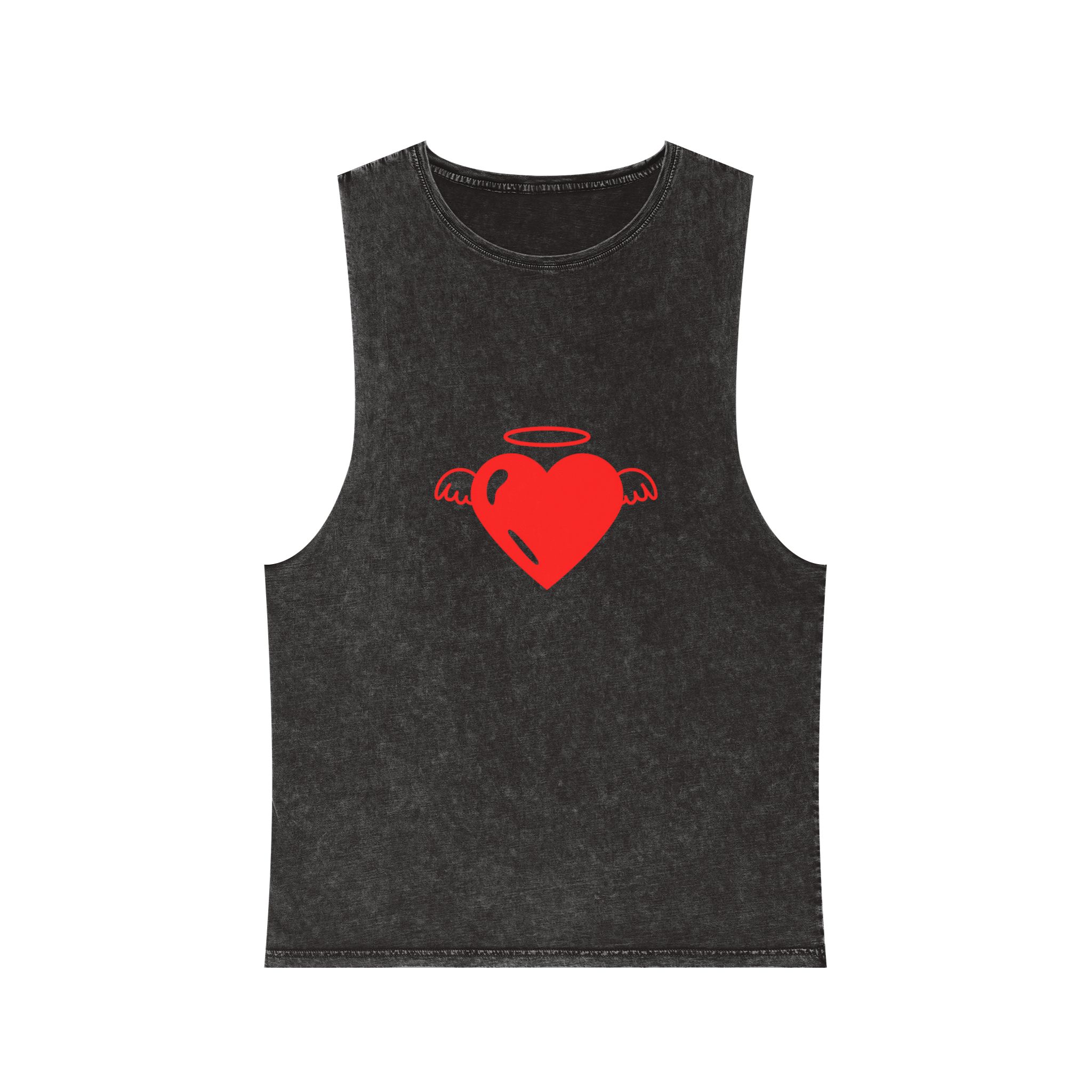 Angel Heart Icon Red Cute Element Graphic Vector Unisex Stonewash Tank Top