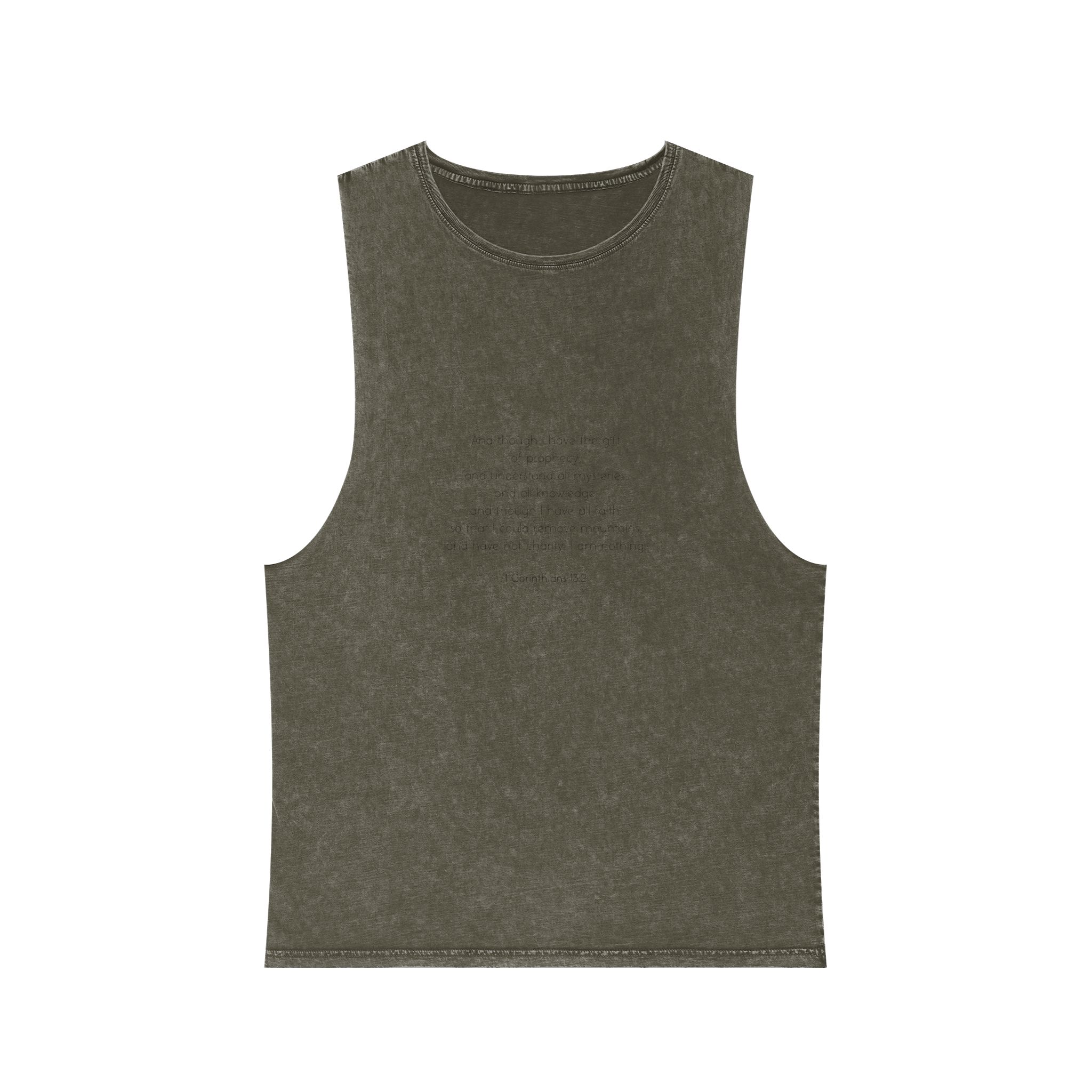 Corinthians 13 2 Bible Verse Faith Knowledge Charity Unisex Stonewash Tank Top - Image 5