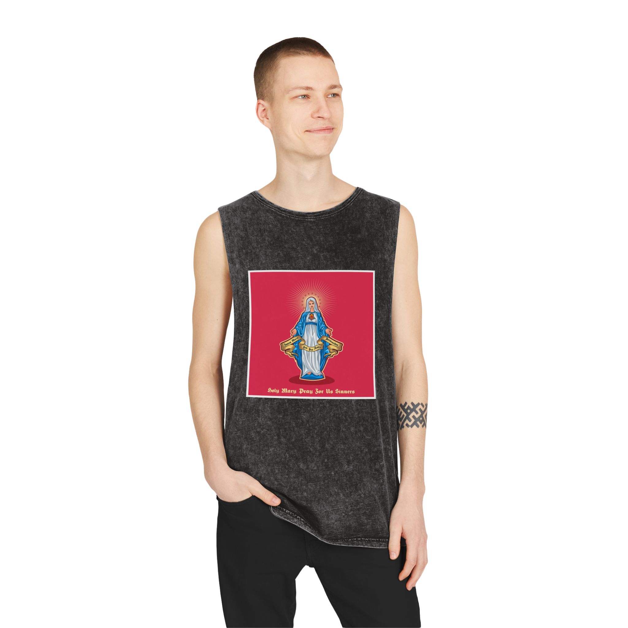 Ave Maria 05 2 Unisex Stonewash Tank Top - Image 3