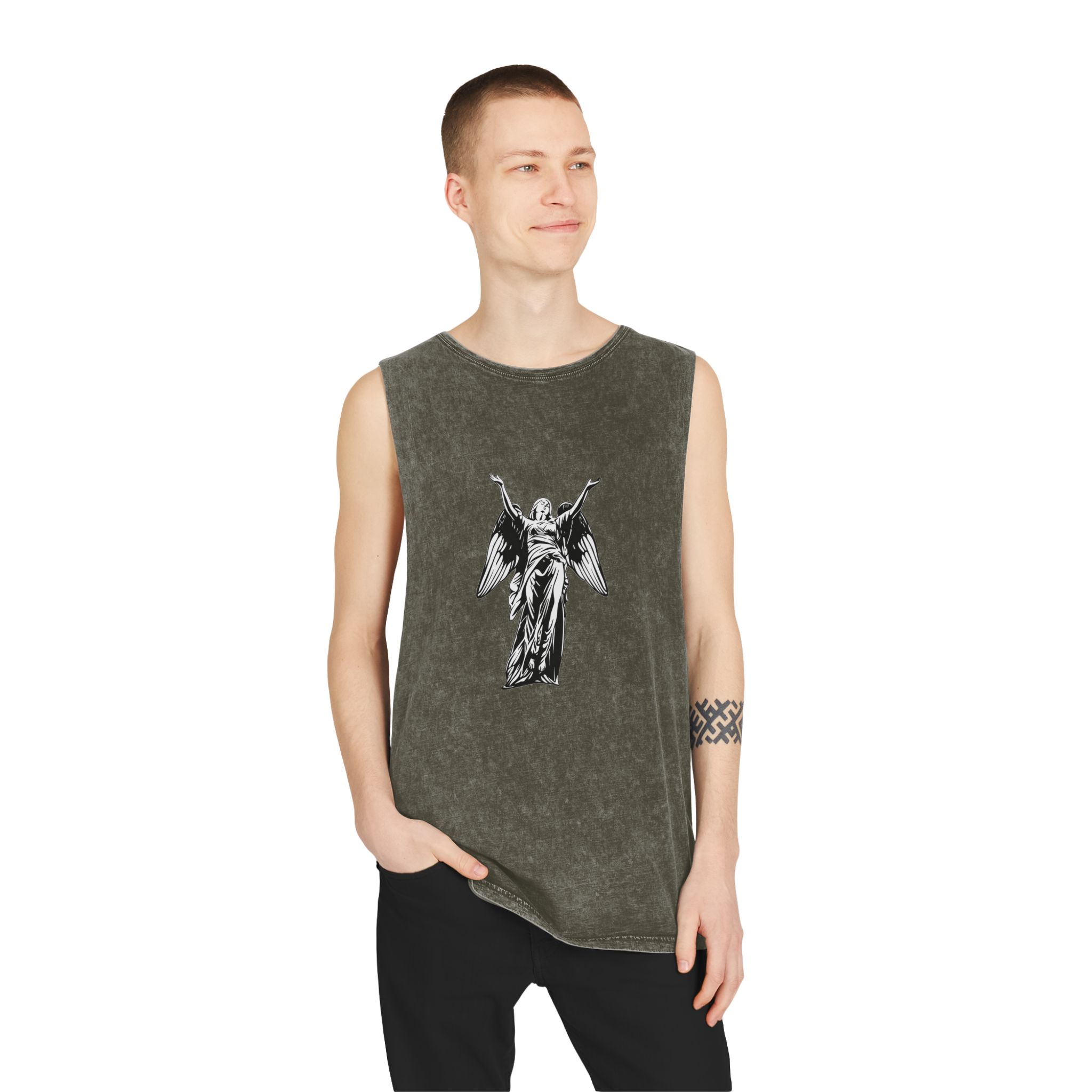 Art Illustration Fallen Glory Angel Unisex Stonewash Tank Top - Image 7