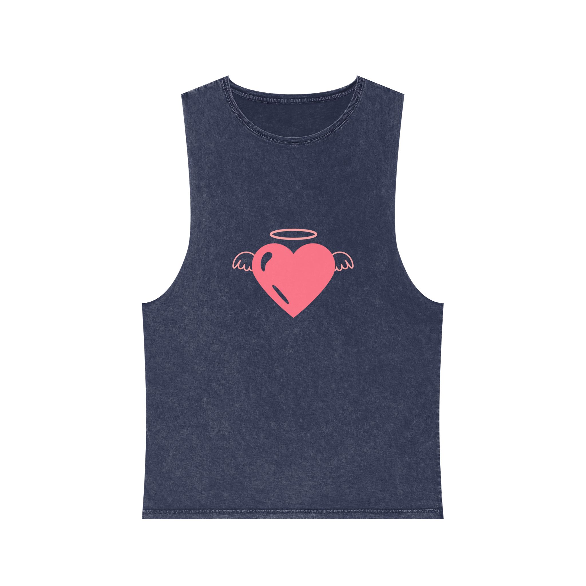 Angel Heart Icon Pink Cute Element Graphic Vector Unisex Stonewash Tank Top - Image 13