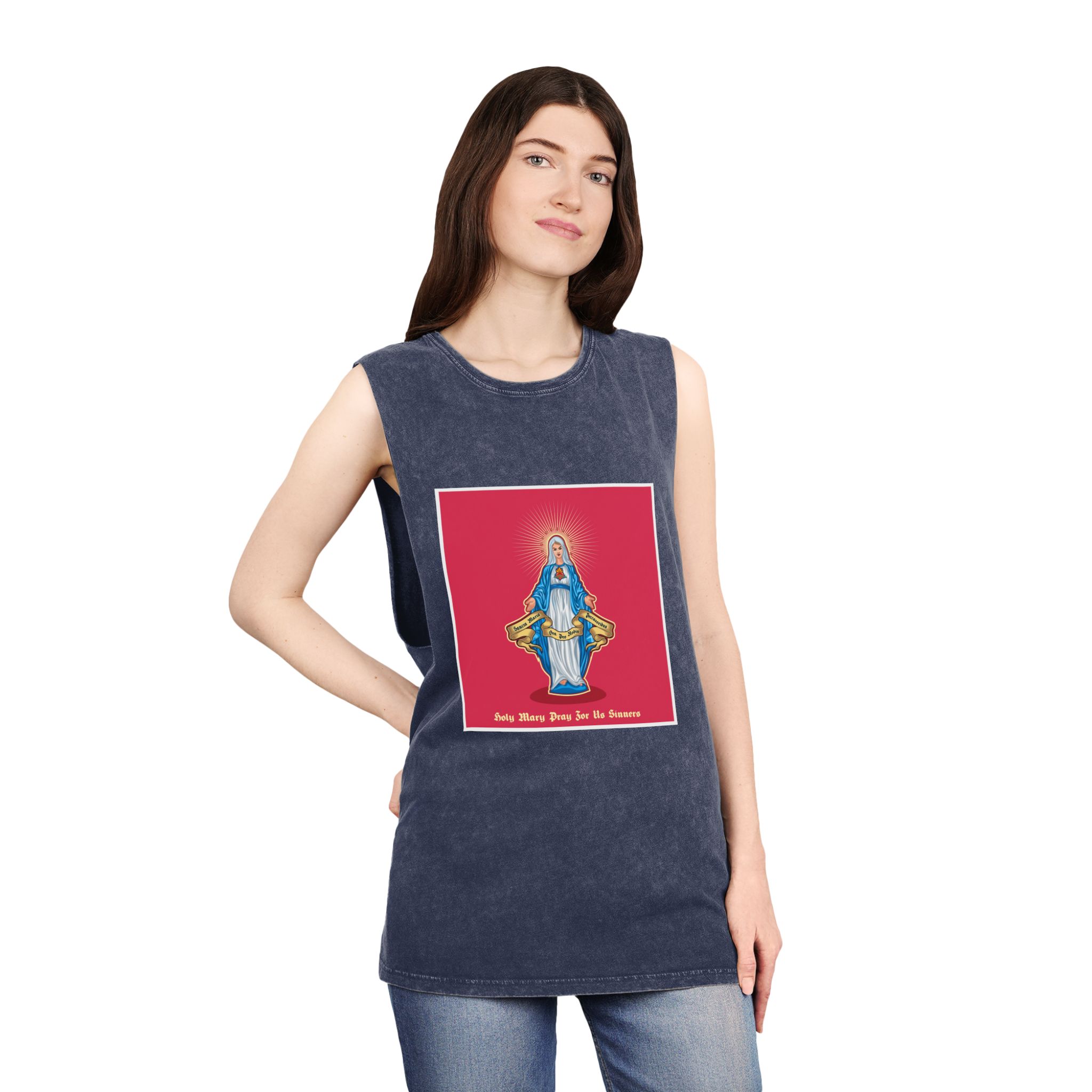 Ave Maria 05 2 Unisex Stonewash Tank Top - Image 16