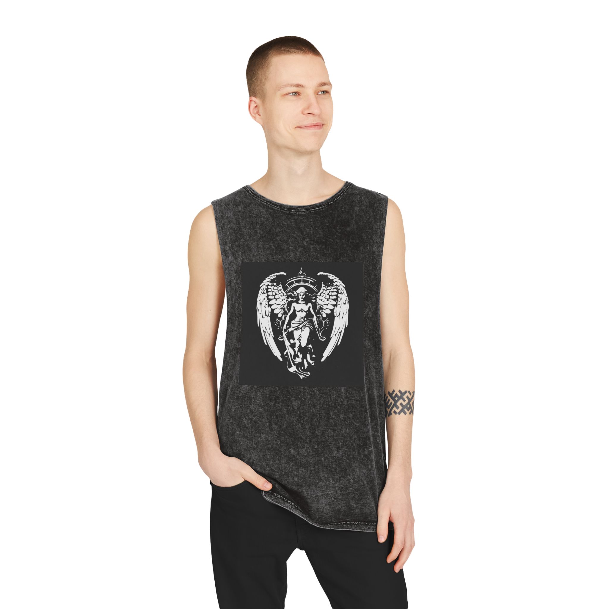 Angel of Jewels Unisex Stonewash Tank Top - Image 3