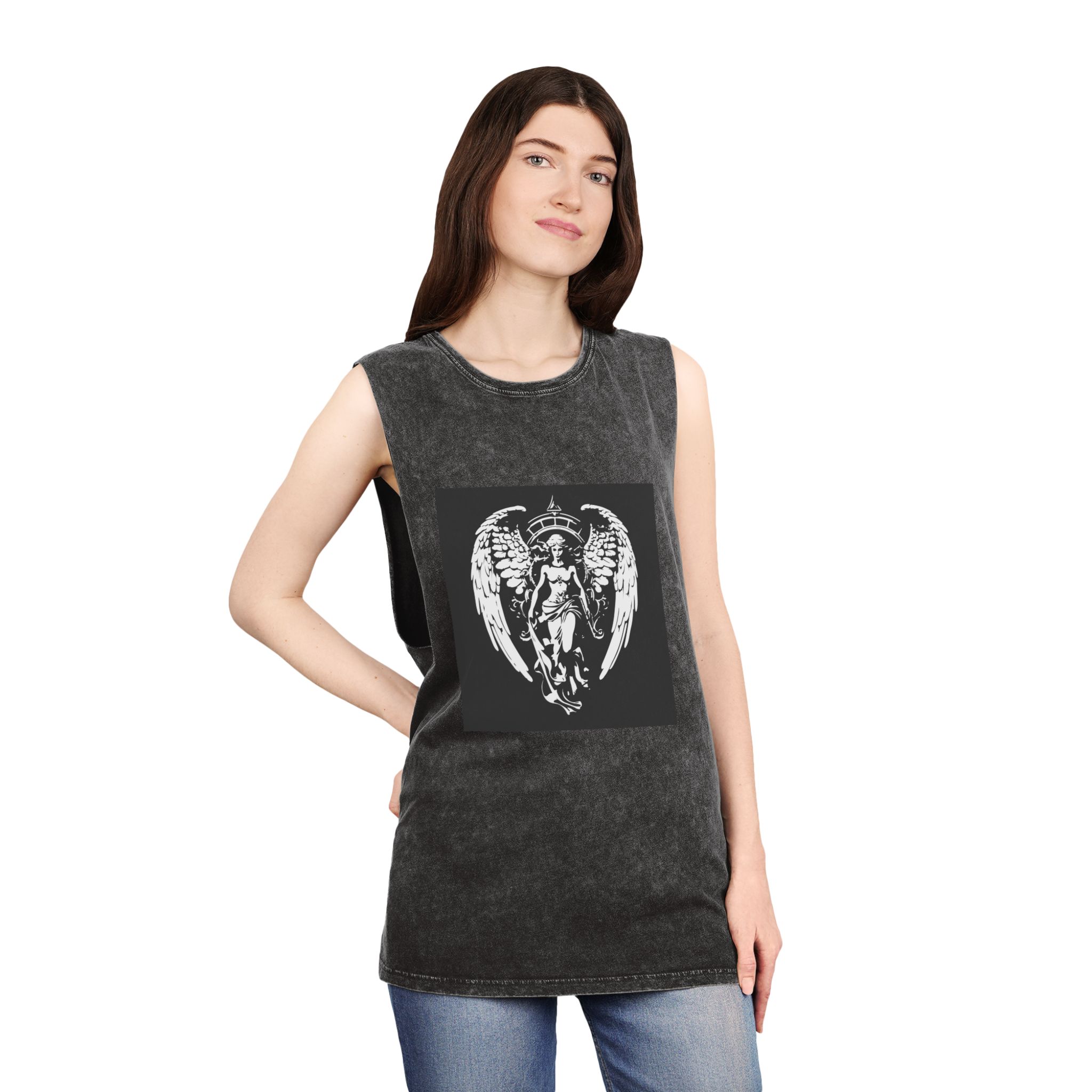 Angel of Jewels Unisex Stonewash Tank Top - Image 4