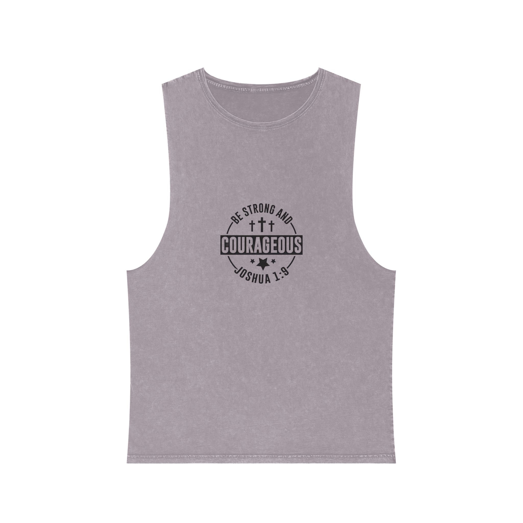 Be Strong and Courageous Unisex Stonewash Tank Top - Image 17