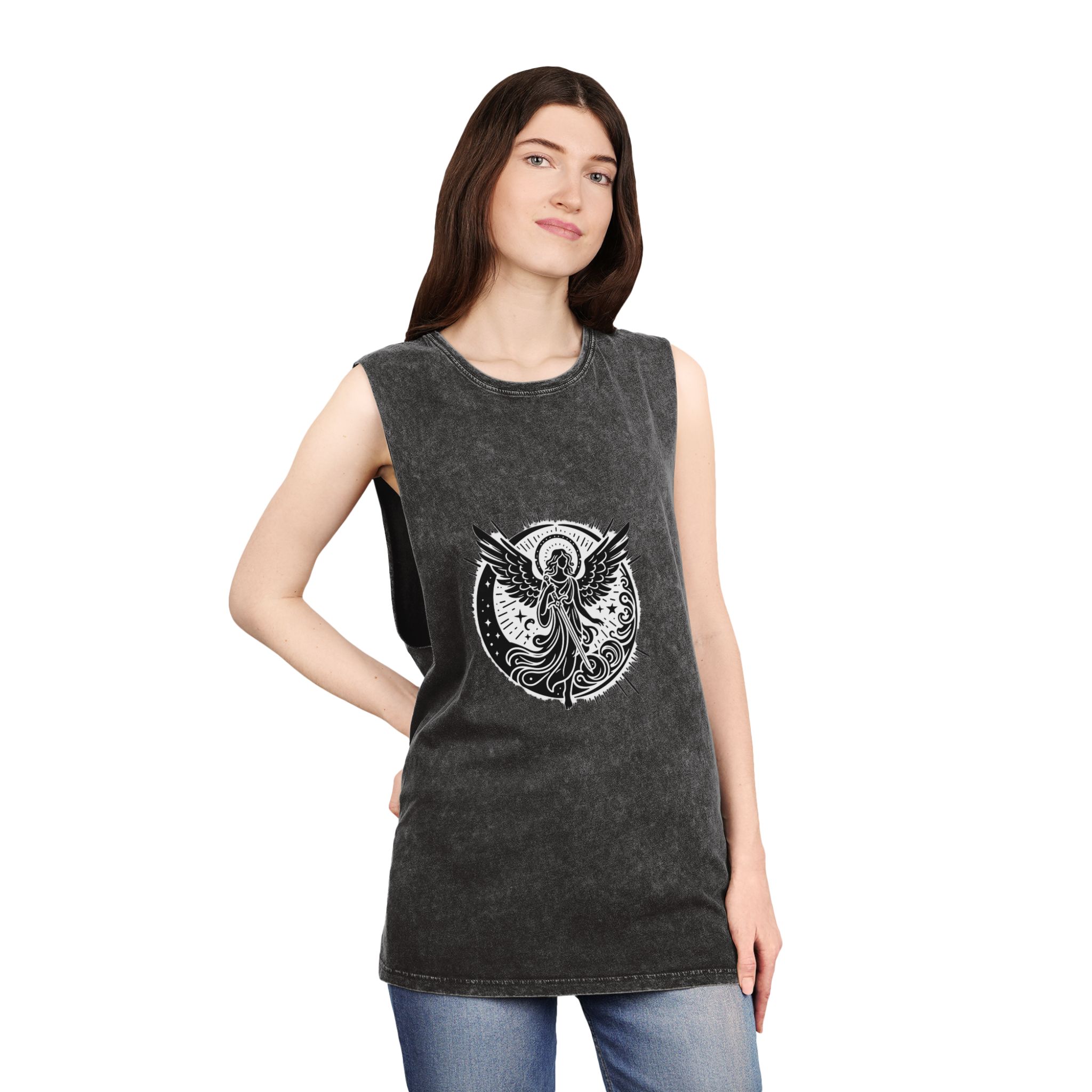 Angel Copia 2 Unisex Stonewash Tank Top - Image 4