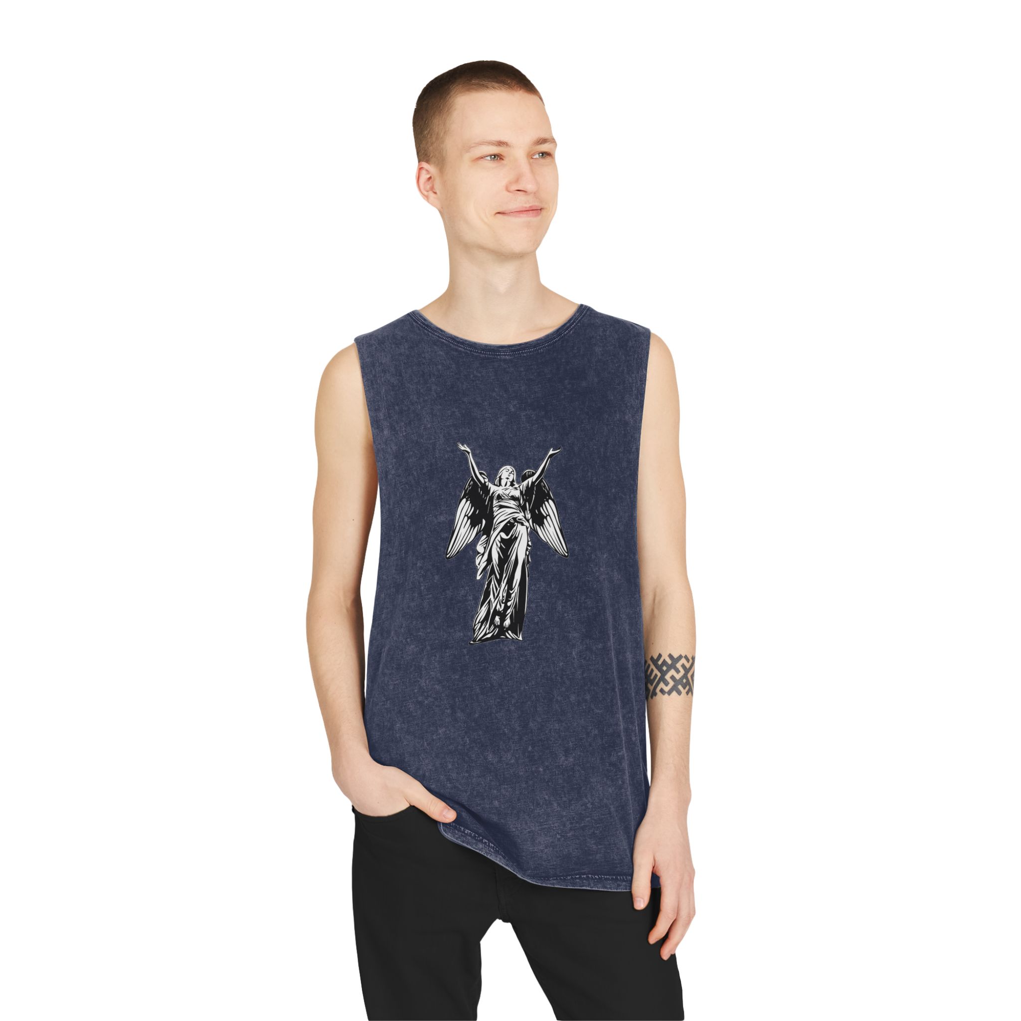 Art Illustration Fallen Glory Angel Unisex Stonewash Tank Top - Image 15