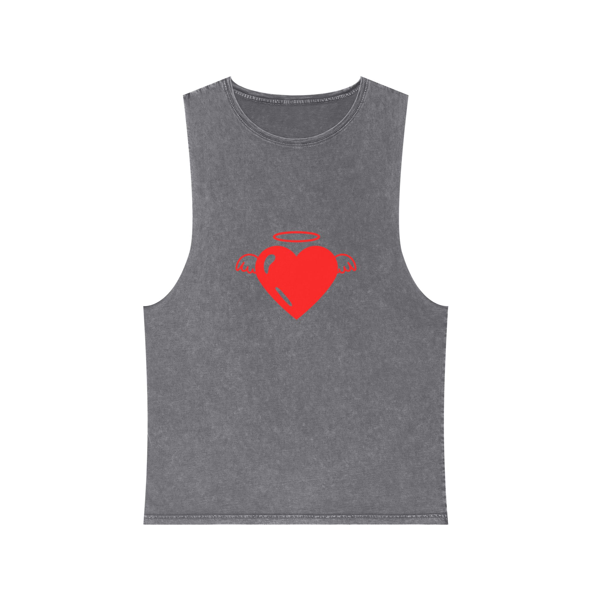 Angel Heart Icon Red Cute Element Graphic Vector Unisex Stonewash Tank Top - Image 9