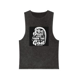 Be Still and Know That He Is God Large Fanny Pack Unisex Stonewash Tank Top
