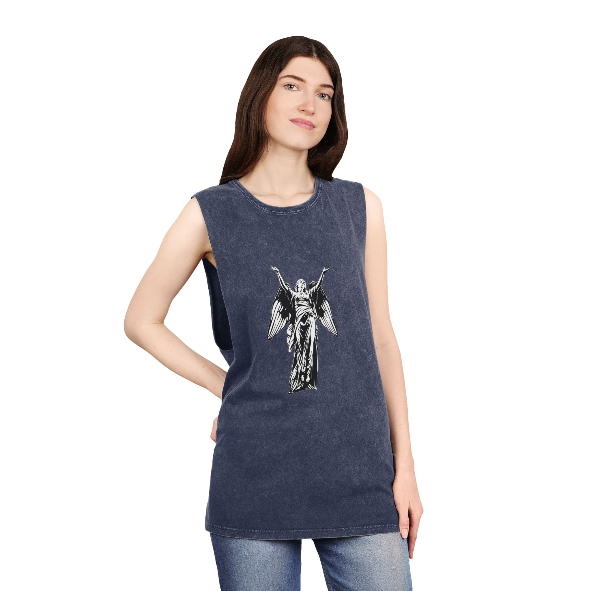 Art Illustration Fallen Glory Angel Unisex Stonewash Tank Top - Image 16
