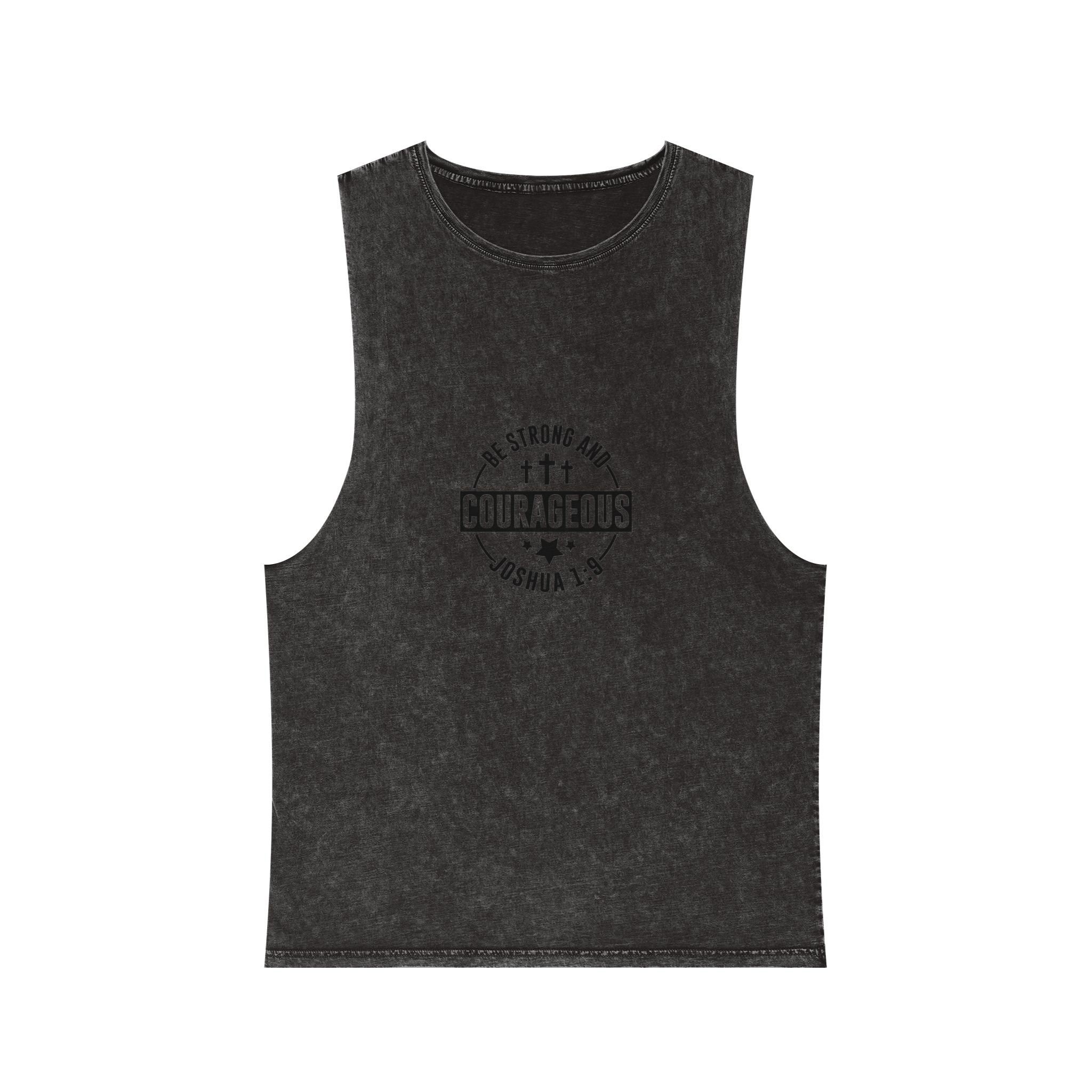 Be Strong and Courageous Unisex Stonewash Tank Top