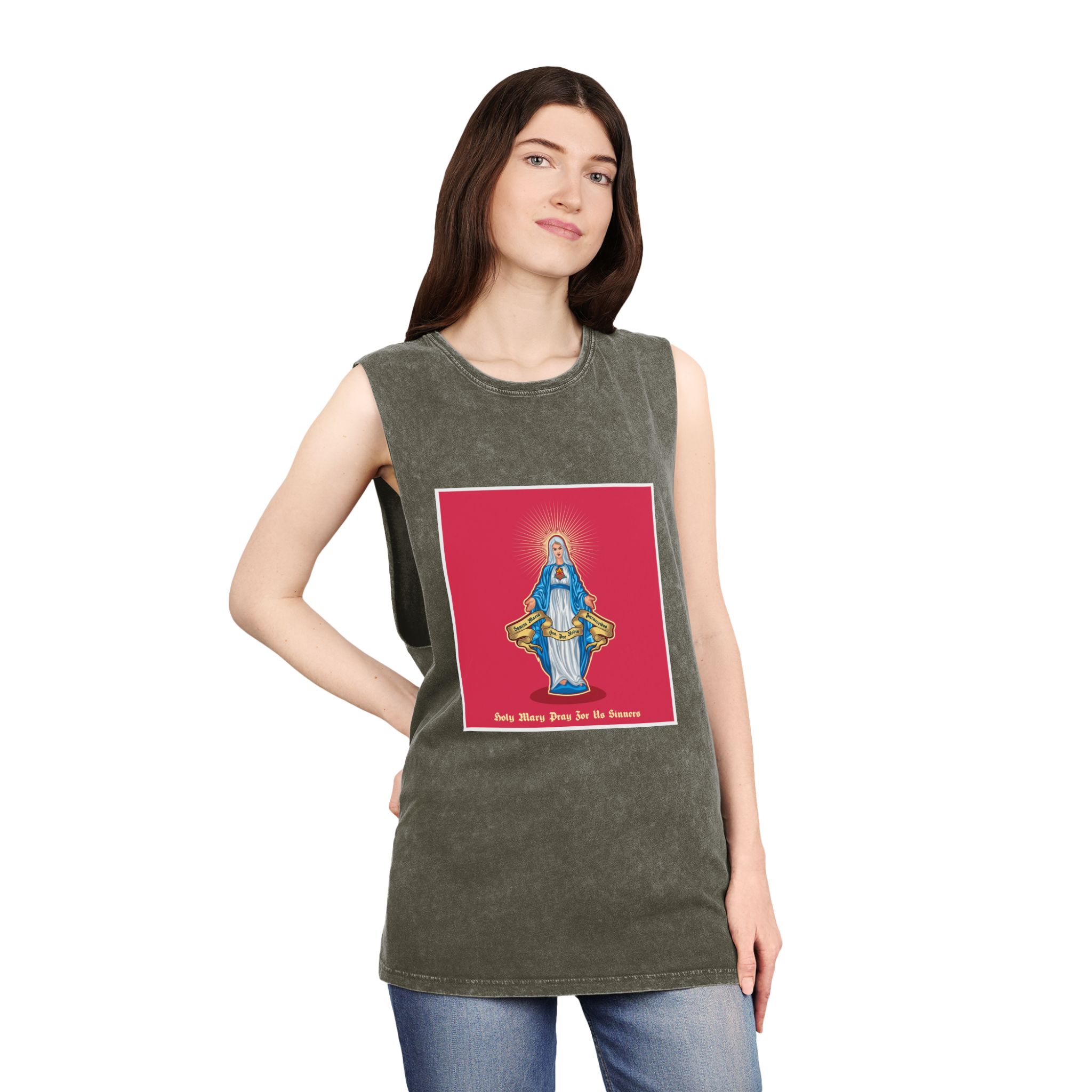 Ave Maria 05 2 Unisex Stonewash Tank Top - Image 8