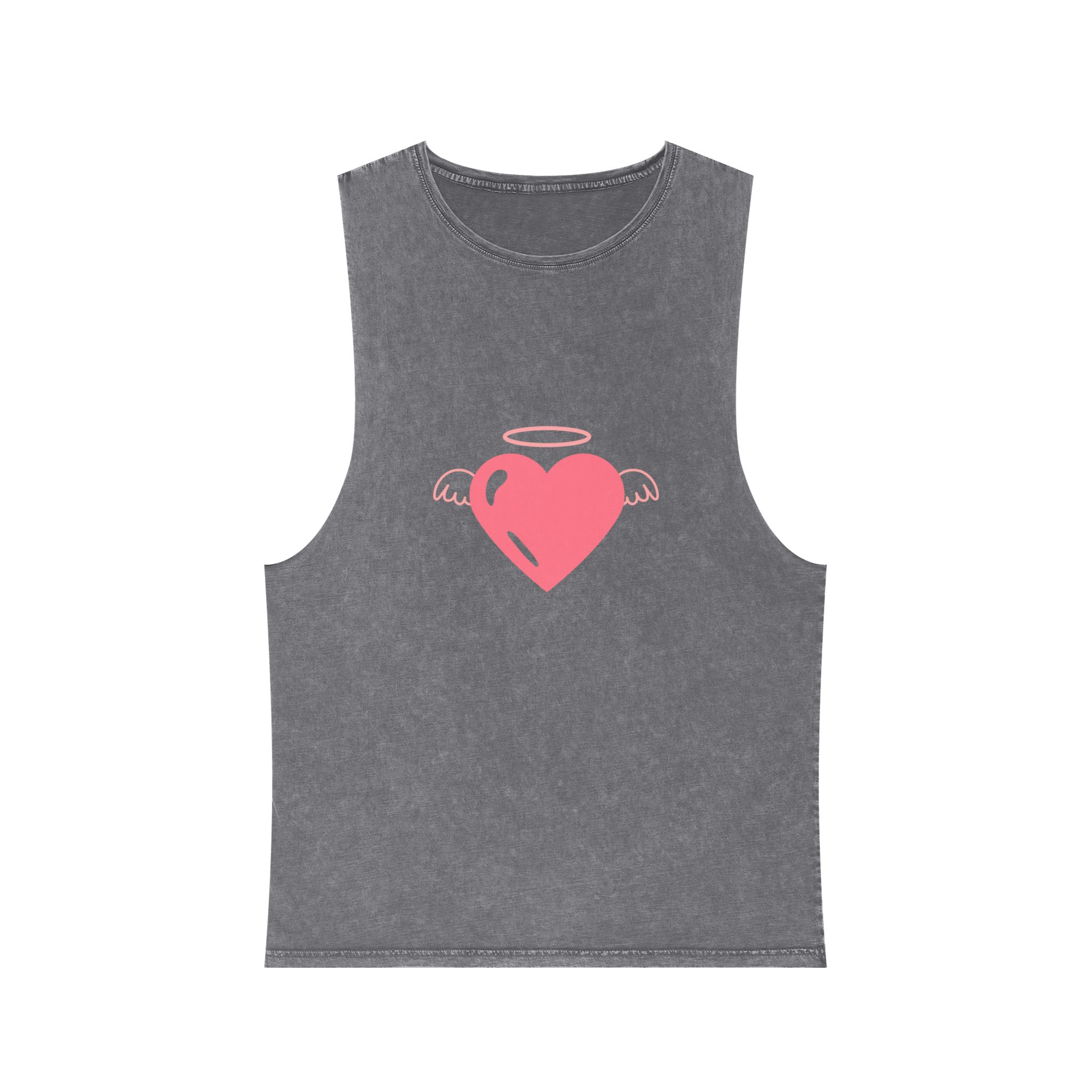 Angel Heart Icon Pink Cute Element Graphic Vector Unisex Stonewash Tank Top - Image 9