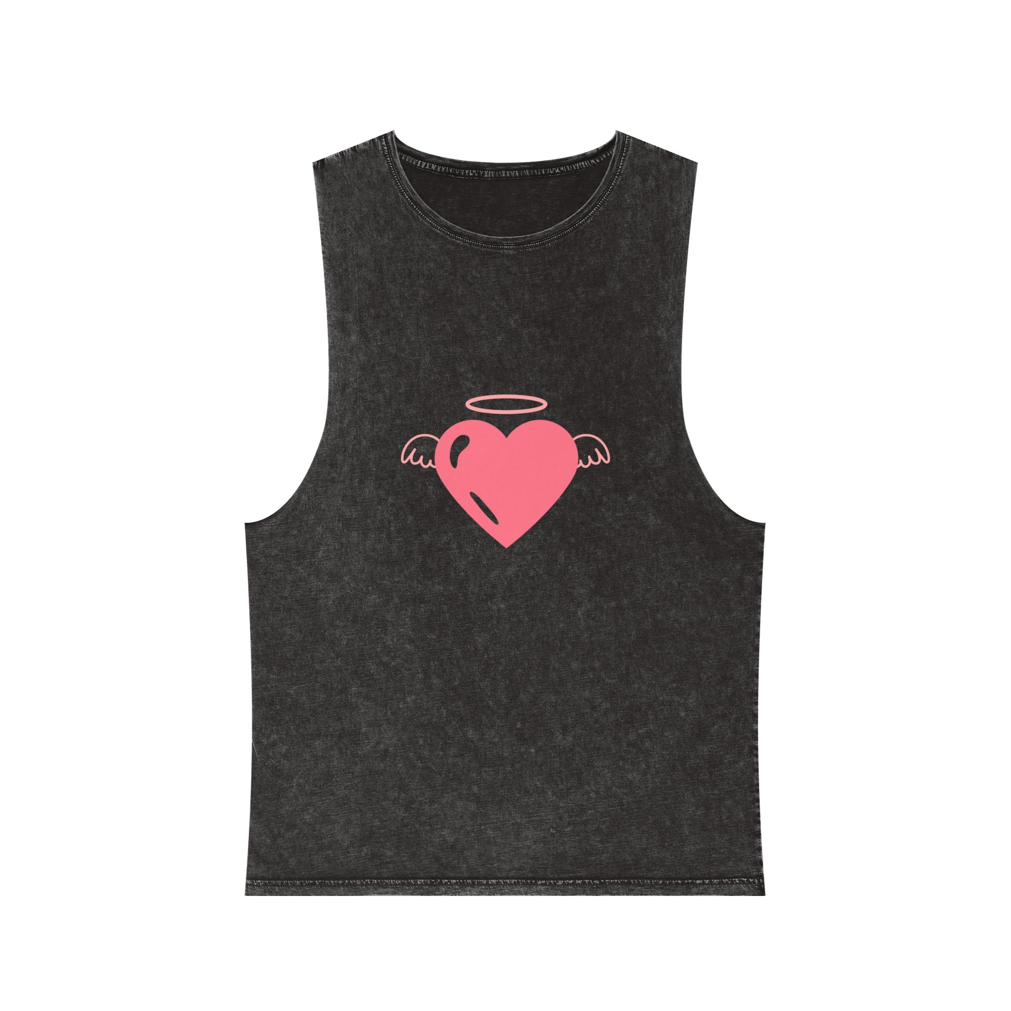 Angel Heart Icon Pink Cute Element Graphic Vector Unisex Stonewash Tank Top