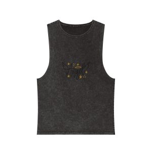 Angel Lettering Teen Age Youth Text Girl Concept With Wings Nimbus Lettering Typography Print Unisex Stonewash Tank Top