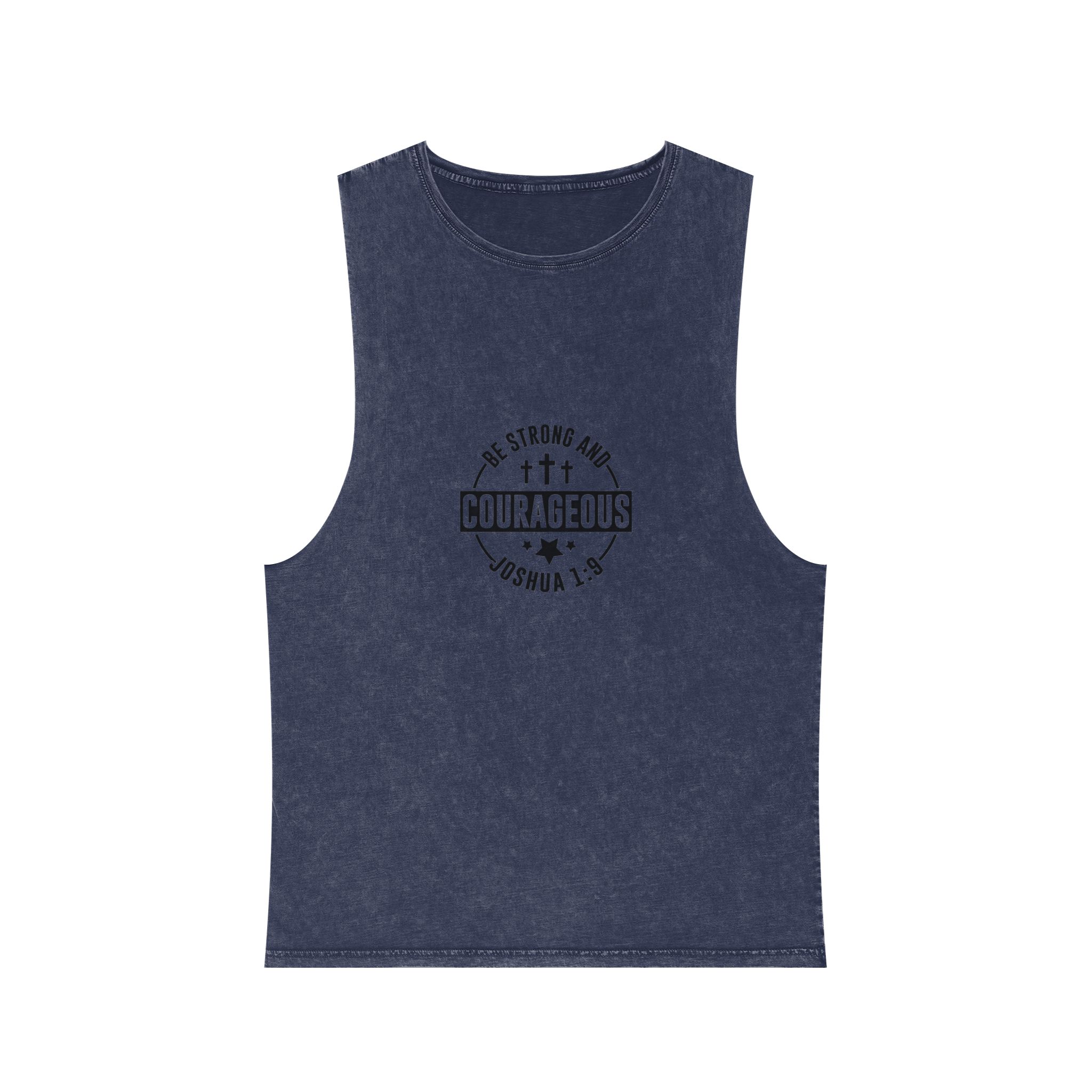 Be Strong and Courageous Unisex Stonewash Tank Top - Image 13