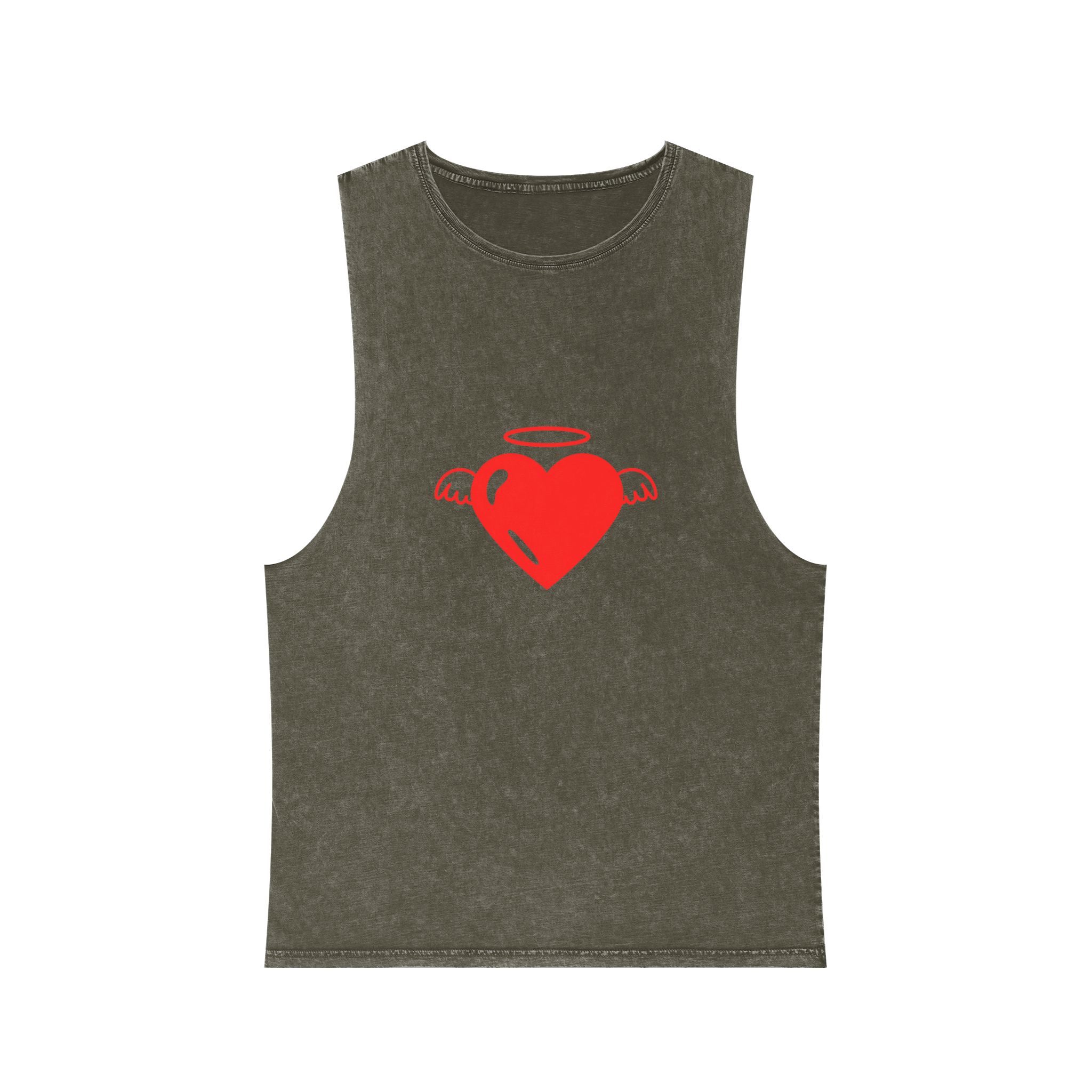 Angel Heart Icon Red Cute Element Graphic Vector Unisex Stonewash Tank Top - Image 5