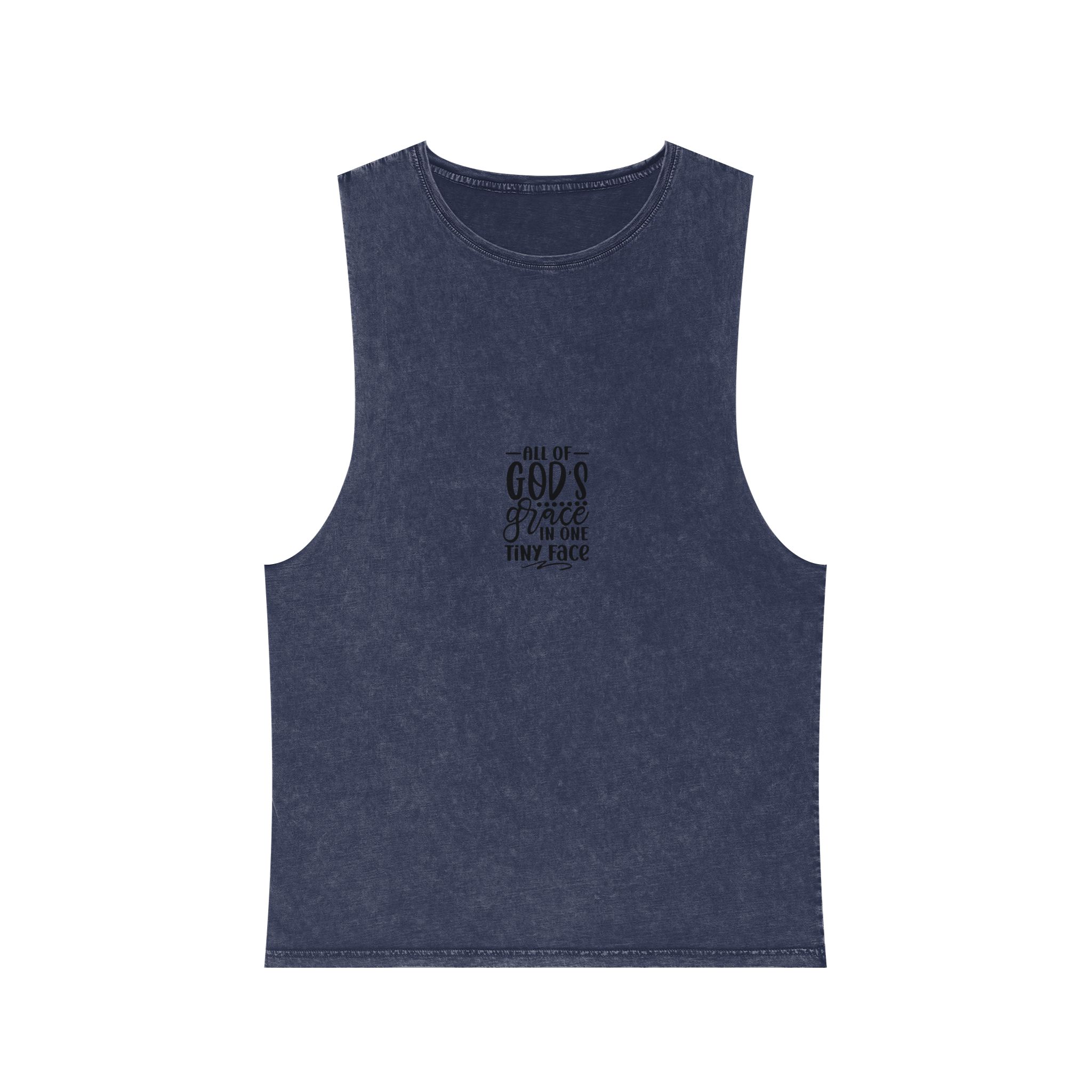 All God S One Tiny Face Hand Lettering Vector Illustration Unisex Stonewash Tank Top - Image 13