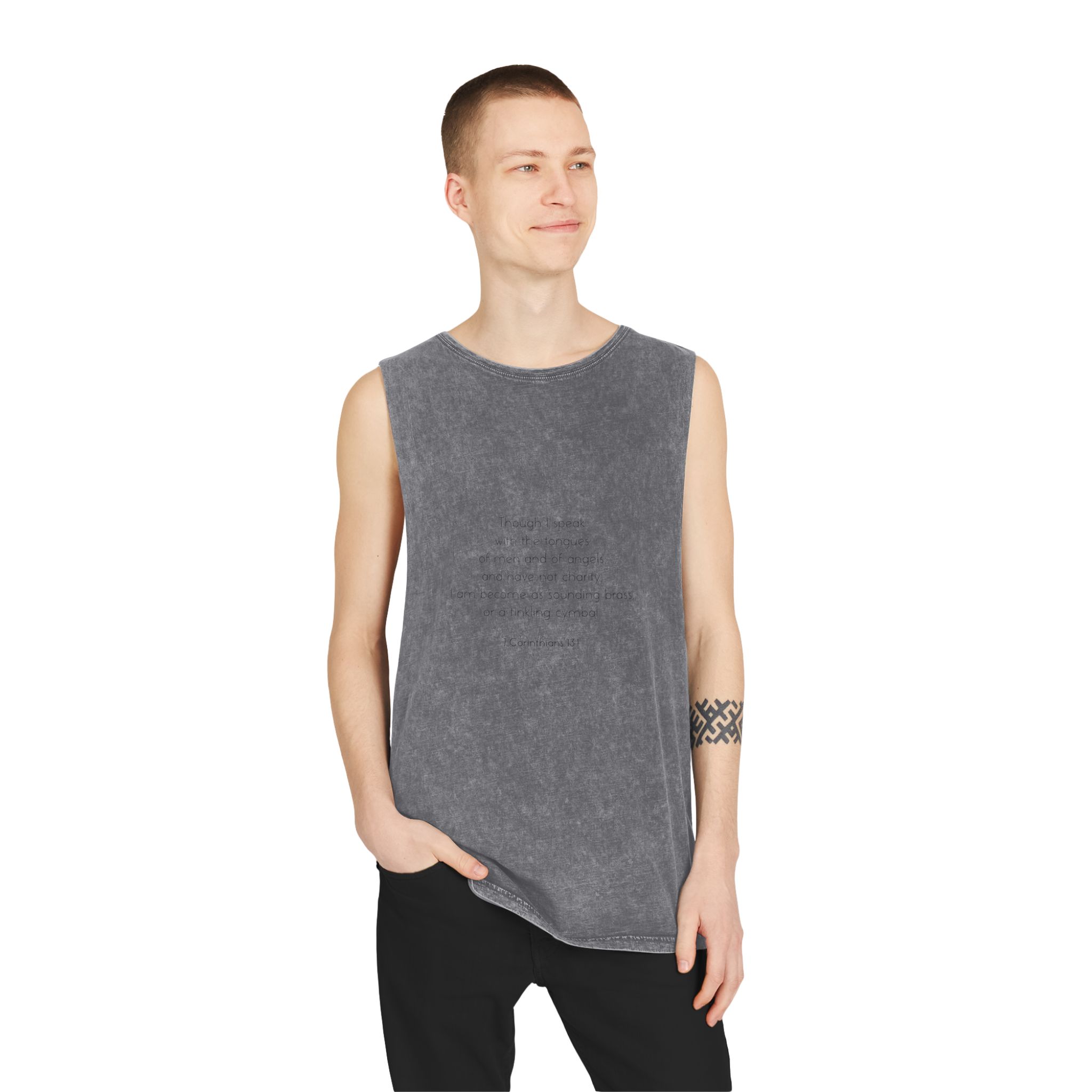 Corinthians 13 1 Bible Verse Charity Unisex Stonewash Tank Top - Image 11