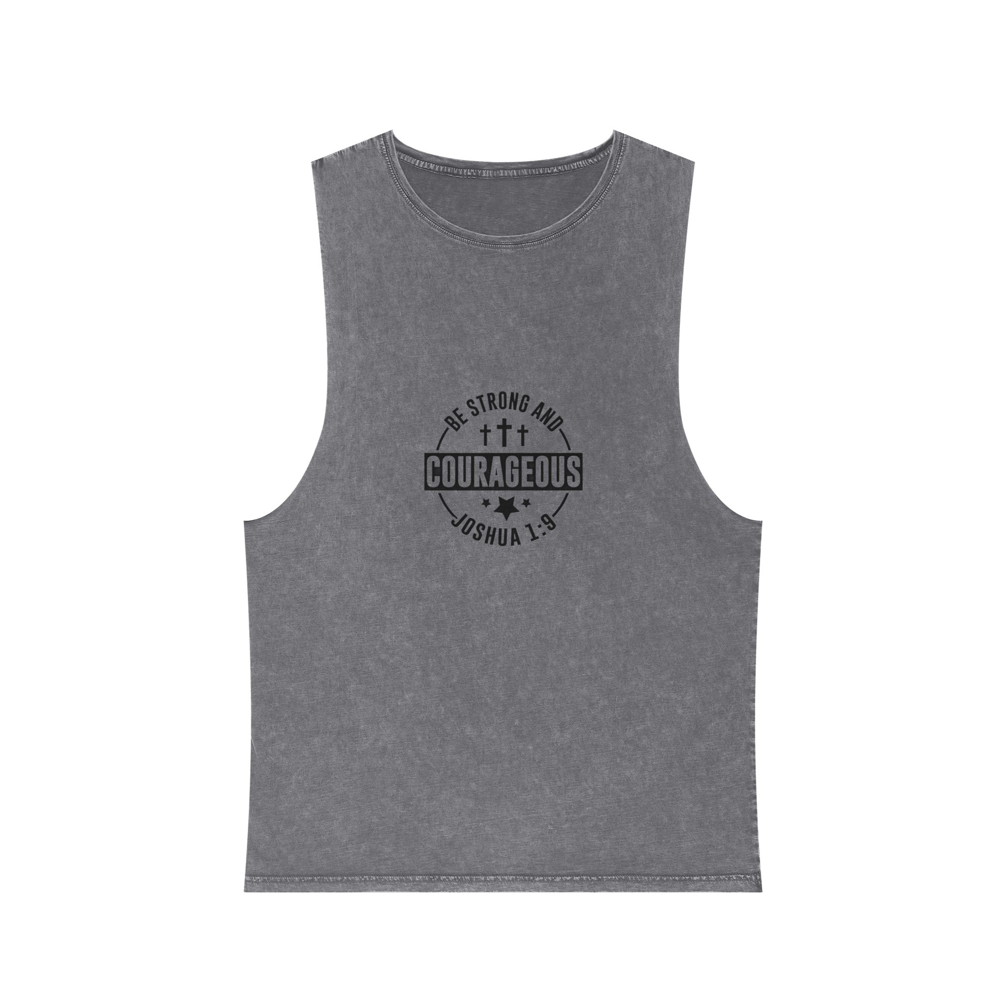 Be Strong and Courageous Unisex Stonewash Tank Top - Image 9