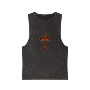 D Cross Unisex Stonewash Tank Top