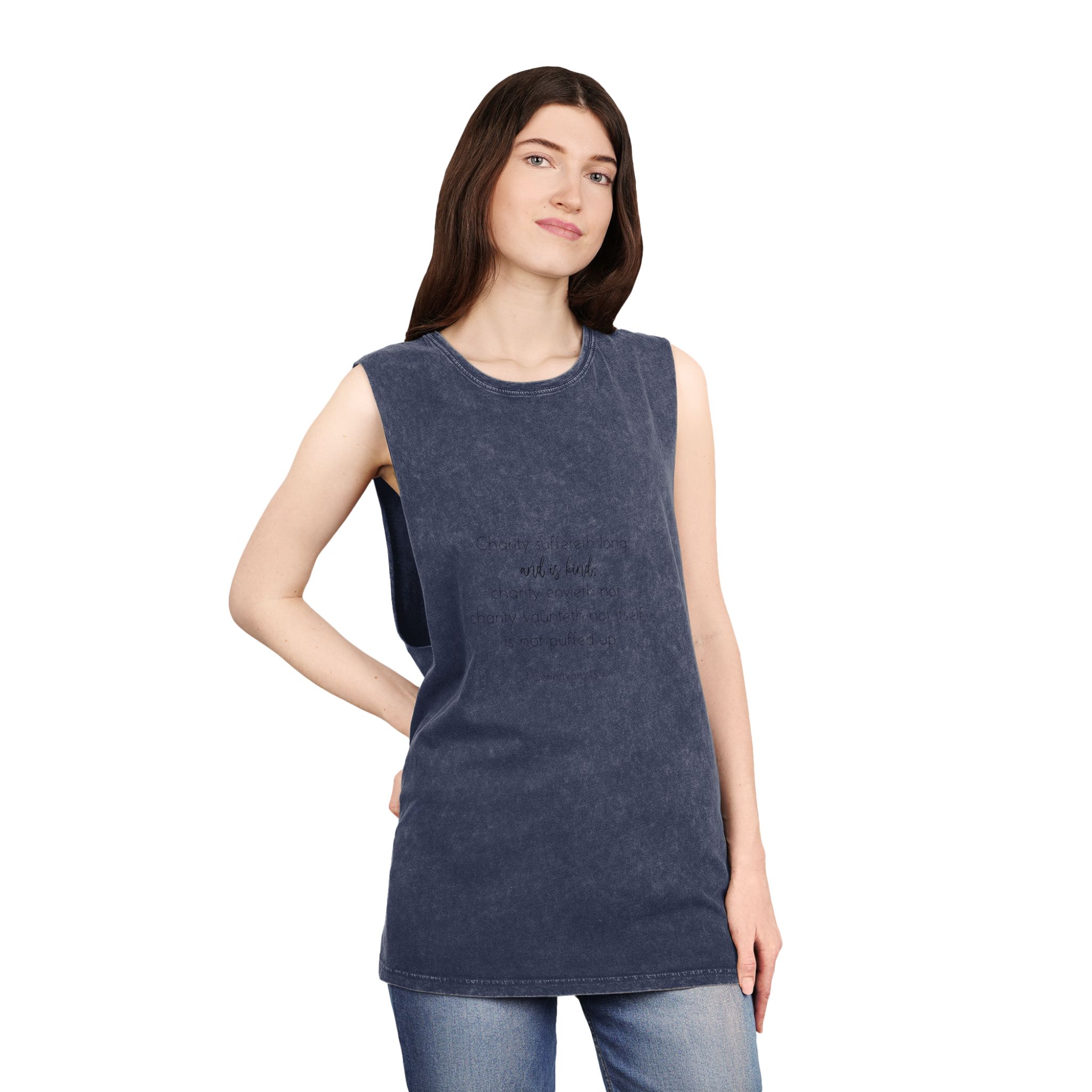 Corinthians 13 4 Bible Verse About Charity Unisex Stonewash Tank Top - Image 16
