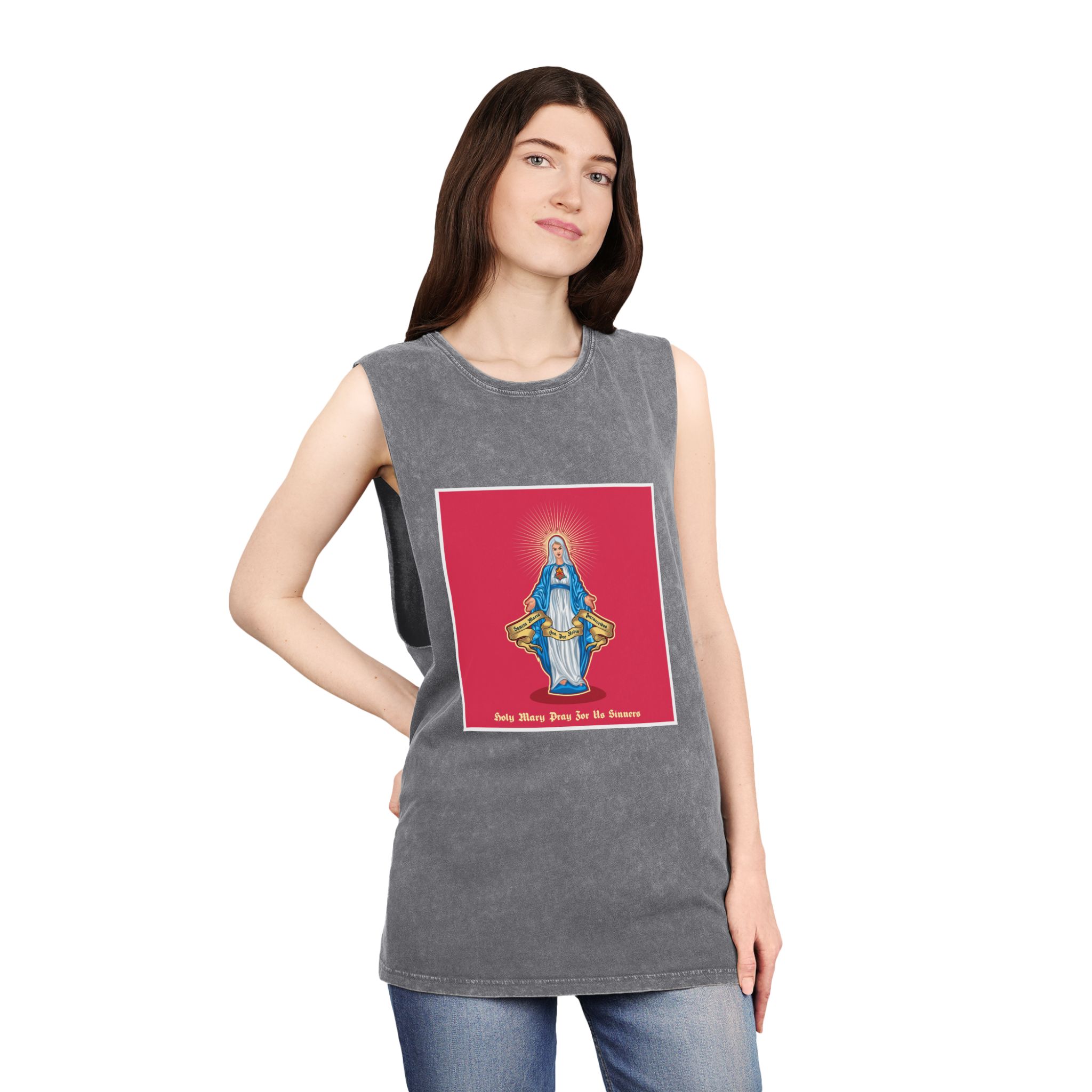 Ave Maria 05 2 Unisex Stonewash Tank Top - Image 12