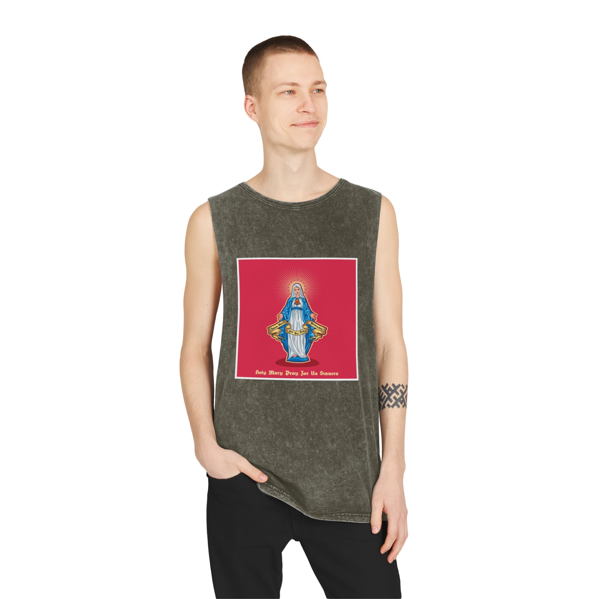 Ave Maria 05 2 Unisex Stonewash Tank Top - Image 7