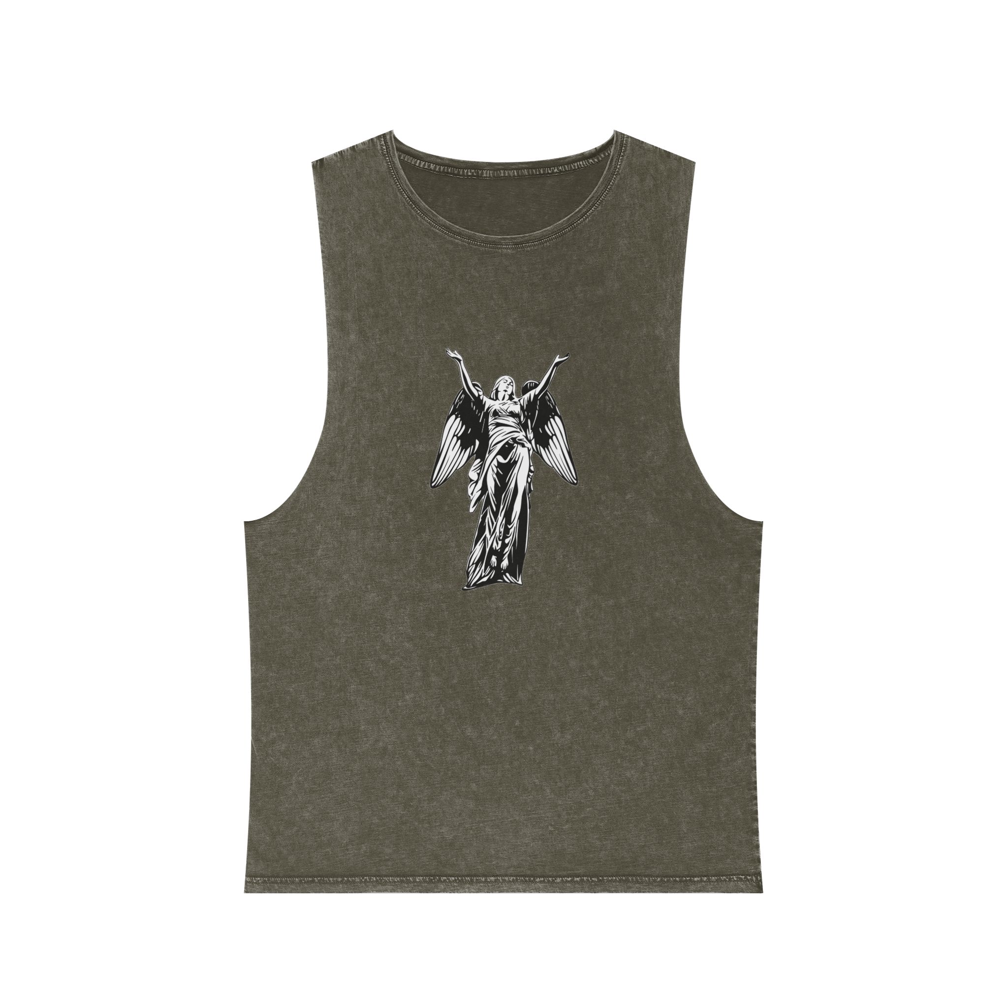 Art Illustration Fallen Glory Angel Unisex Stonewash Tank Top - Image 5