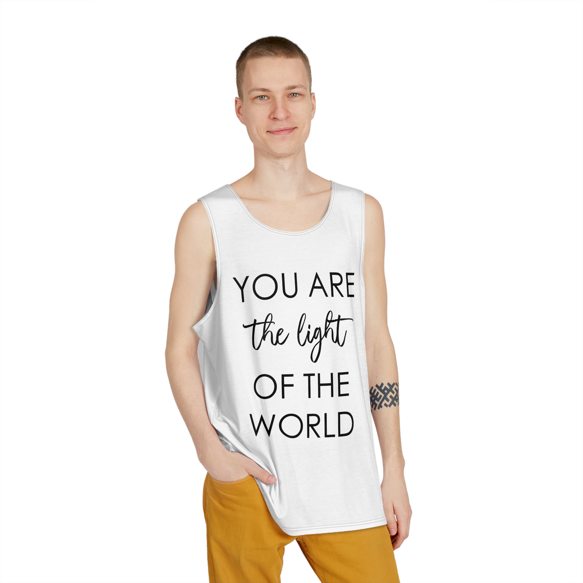 You Are Light World Motivational Biblical Quote(1) Mens Tank Aop - Image 3