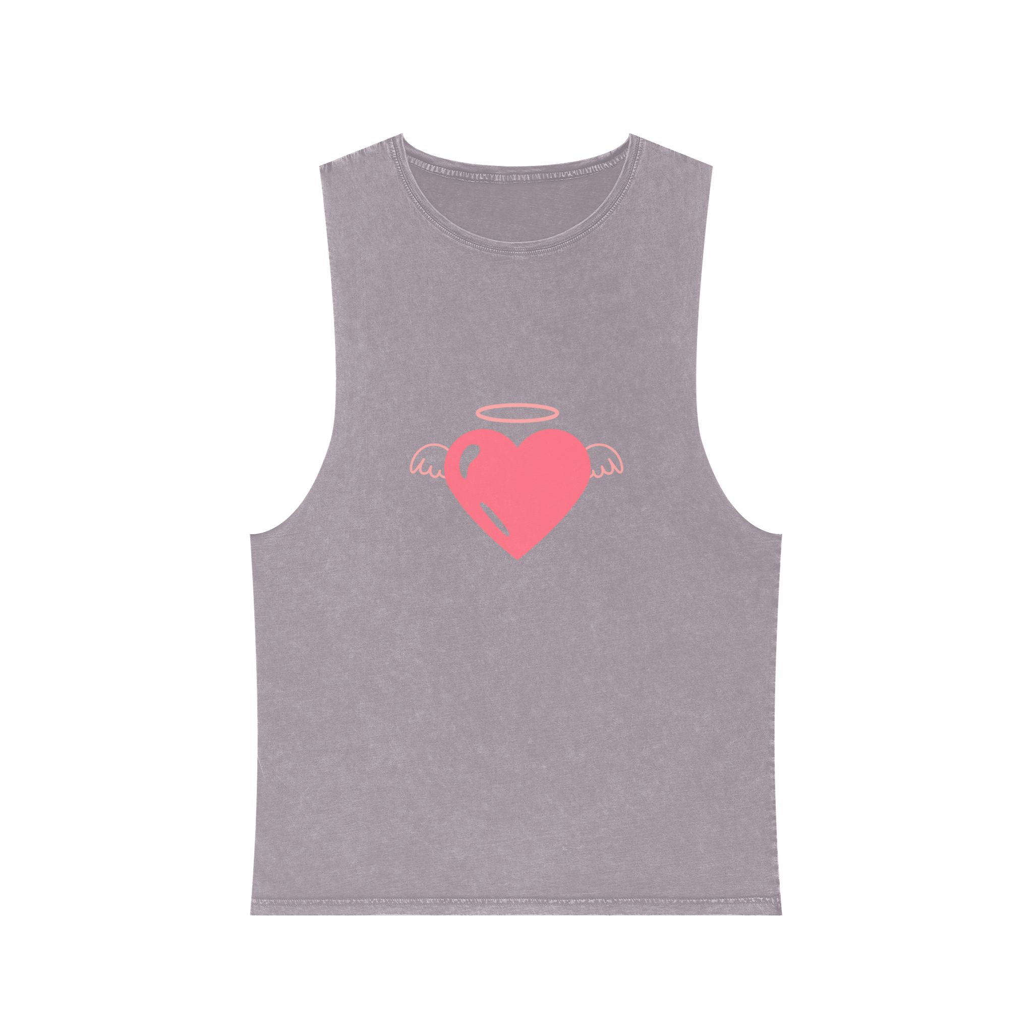 Angel Heart Icon Pink Cute Element Graphic Vector Unisex Stonewash Tank Top - Image 17